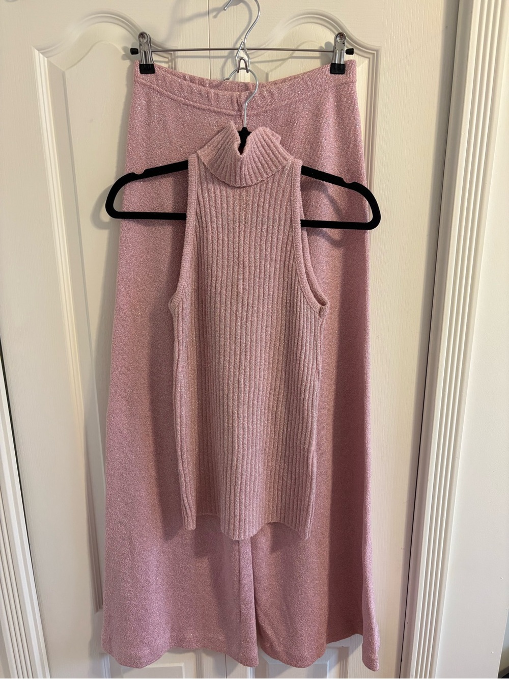 Vintage Two Piece Pink Sparkly 80s Inspired Set